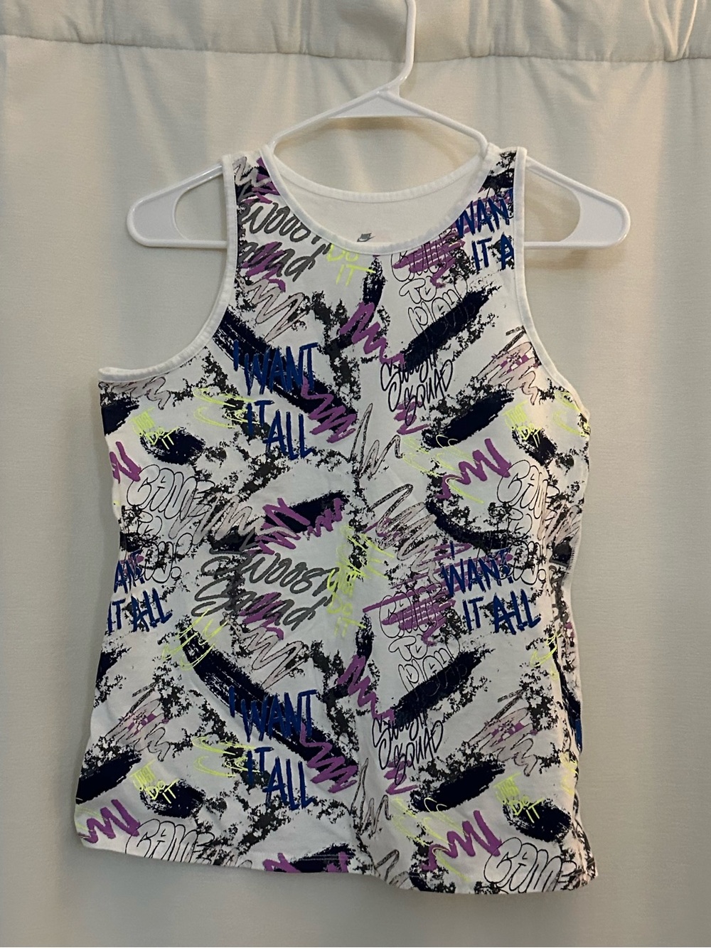 Nike Girl’s Graphic Print Tank Top - Purple & Neon Accents